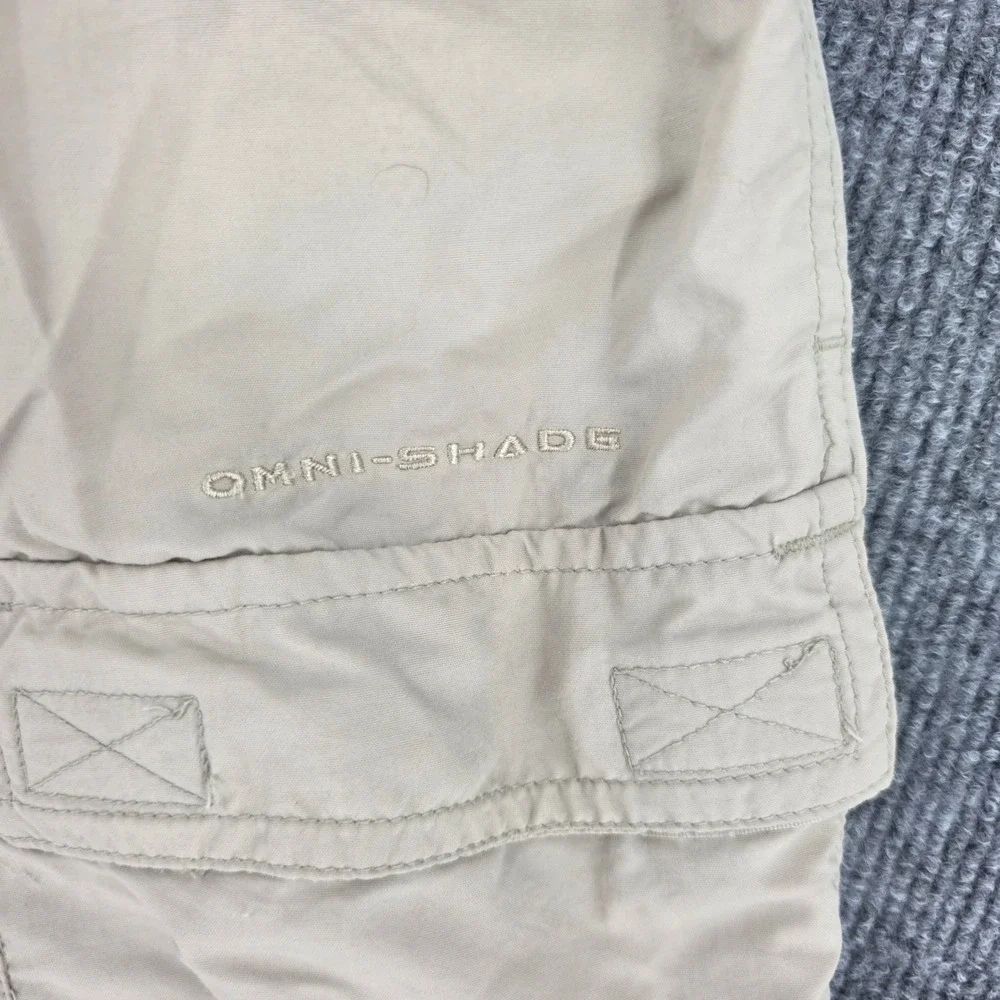 Columbia Omni-Shade Convertible Cargo Pants Tan Beige Mens 28x31.5 Hiking Shorts